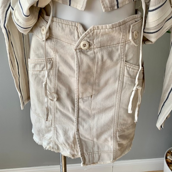 Free People Alpha Utility Raw-Edge Mini Skirt in Tan Size 8 - Picture 7 of 12